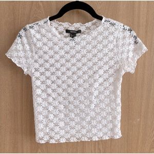 Forever 21 Sheer White Lace Top